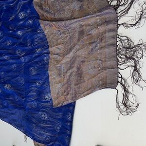 Blue and Gold Patterned Scarf